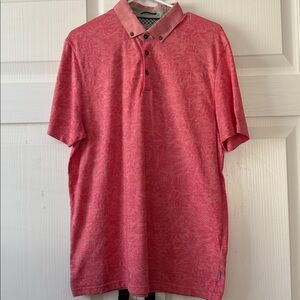 Ted Baker Men’s Salmon Floral Polo Shirt Size 5 XL EUC